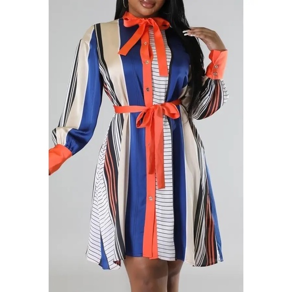 Black and Rust Printed Non Stretch Tunic Dress - Picture 2 of 5